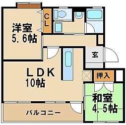 井上マンション 2LDKの間取図画像