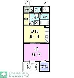 ラプワール 1DKの間取図画像
