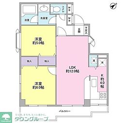 アーバンハイツ美しが丘 2LDKの間取図画像