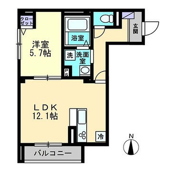 ラフォーレＦ 201｜岡山県岡山市北区野田5丁目(賃貸アパート1LDK・2階・46.58㎡)の写真 その2