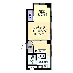 第二新和ビル 3階1DKの間取り