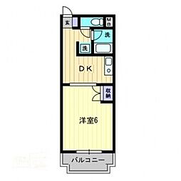 アルファ東古松II 2階ワンルームの間取り
