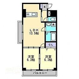 Whitestone白石 2LDKの間取図画像