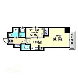 パークグランデ蕃山 1SKの間取図画像