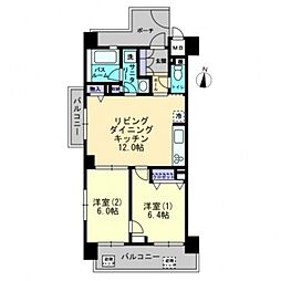 アルファステイツ中庄駅前2 2LDKの間取図画像