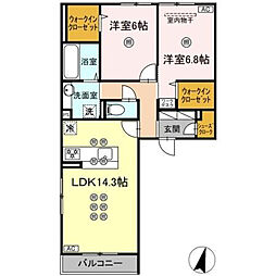 ガーデン ラピッズ 2LDKの間取図画像