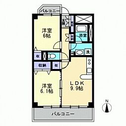 カーサフィオーレ西市駅前 2LDKの間取図画像