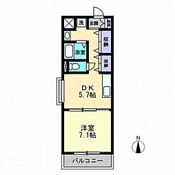 COCO中島田 1DKの間取図画像