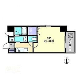 LeCube富田町 1Kの間取図画像