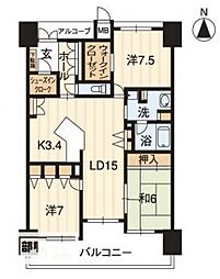 アルファステイツ幸町2 3LDKの間取図画像