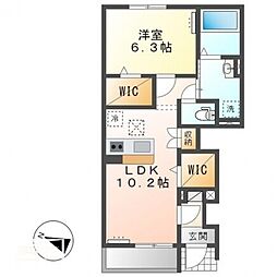Emeraude Cateau 1LDKの間取図画像