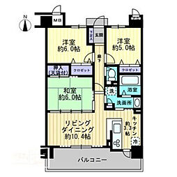 サーパス笹沖一番館 3LDKの間取図画像