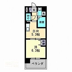 ソフィアOSK 1DKの間取図画像