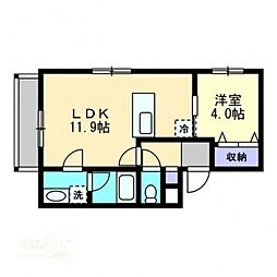 ミモザヒルズ大雲寺 1LDKの間取図画像