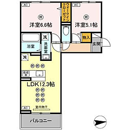 トリシア上中野 2LDKの間取図画像