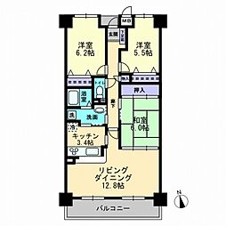 サーパス藤原西町 3LDKの間取図画像
