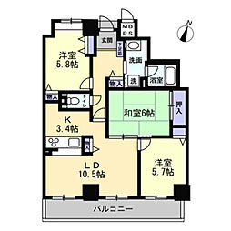 ファミールタワープラザ岡山 3LDKの間取図画像