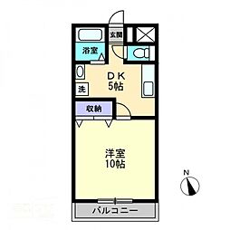 ノーブル西長瀬 1DKの間取図画像