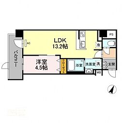 アルカンシエル 1LDKの間取図画像