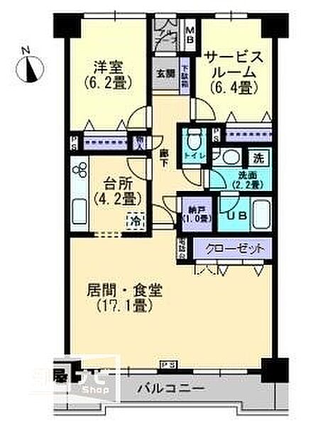 パシフィック花ノ宮 607｜香川県高松市花ノ宮町2丁目(賃貸マンション2LDK・6階・79.56㎡)の写真 その2