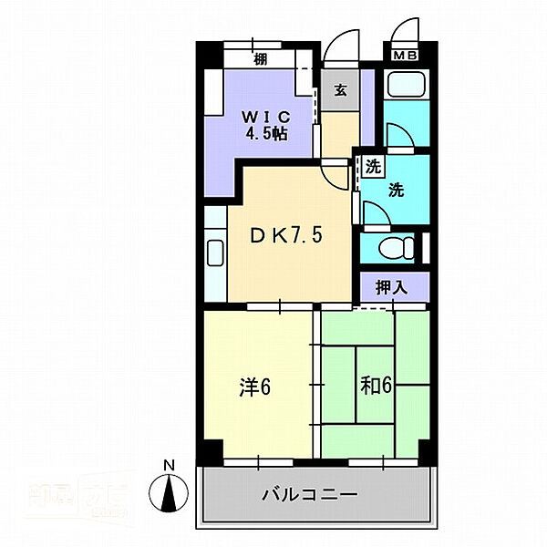 ノースポイントハイツ 405｜香川県高松市浜ノ町(賃貸マンション2SDK・4階・52.85㎡)の写真 その2