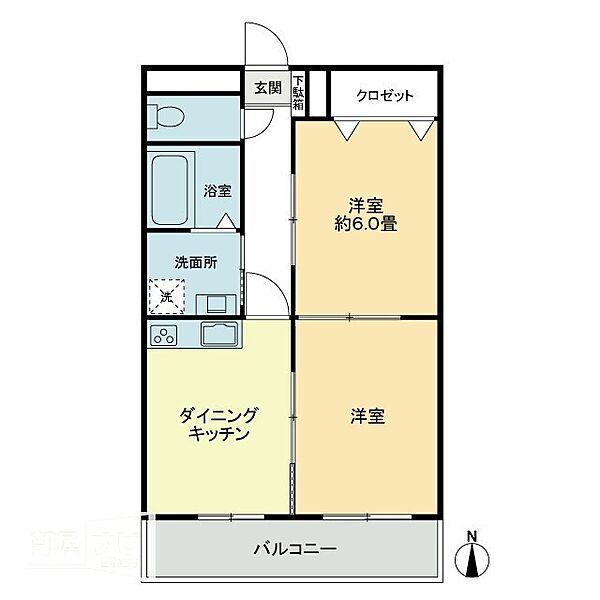 グリーンハイツ池戸・第2 203｜香川県木田郡三木町大字池戸(賃貸マンション2DK・2階・43.74㎡)の写真 その2