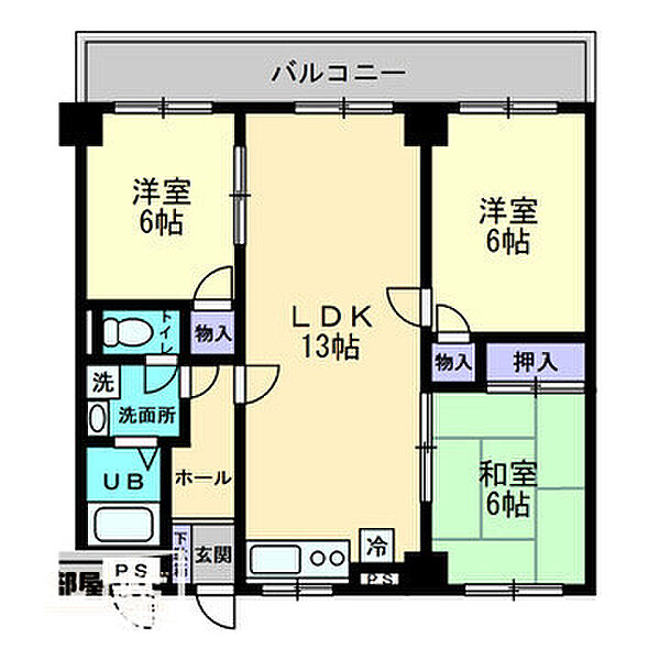 フロンティア栗林 602｜香川県高松市栗林町2丁目(賃貸マンション3LDK・6階・69.59㎡)の写真 その2