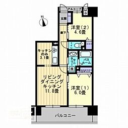 アルファライフ築地 2LDKの間取図画像