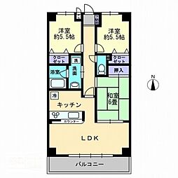 サンリッチ久保 2SLDKの間取図画像
