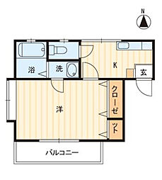 上之町グリーンハイツ 1Kの間取図画像