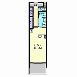 リンヒナーノh+ ワンルームの間取図画像