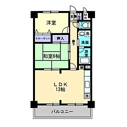 ぐり～んビルぐり～ん木太ハイツ 2LDKの間取図画像