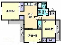 ハイム茜 3DKの間取図画像