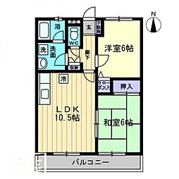 グレースハタオカ 2LDKの間取図画像