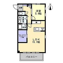 フォブール由良 1LDKの間取図画像