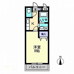 クレールオゴ 1Kの間取図画像