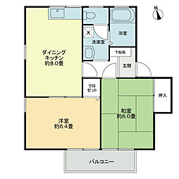 フォブール西尾 2DKの間取図画像