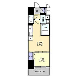 高松市中新町マンション 1LDKの間取図画像