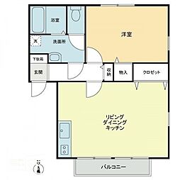フォブール松本A 1LDKの間取図画像