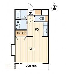 フラワーマンション 1Kの間取図画像