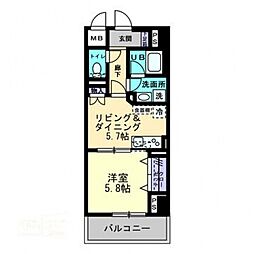 エルドラード常磐町 1DKの間取図画像