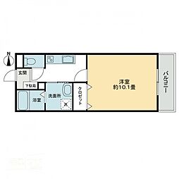 フォブール林町 1Kの間取図画像