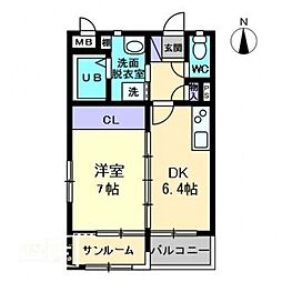 LuontoKitacho 1DKの間取図画像