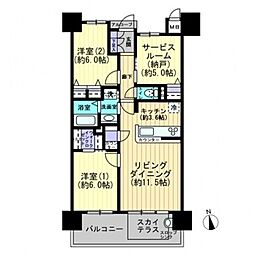 ロイヤルガーデン桜町レジデンス 2SLDKの間取図画像