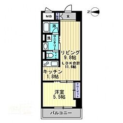 アルファレガロ中央町 1LDKの間取図画像