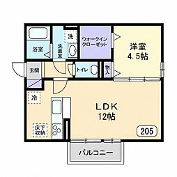 フルブルーム 1LDKの間取図画像