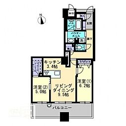 ココマチ高松アルファレジデンシア 2LDKの間取図画像