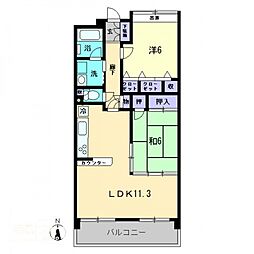 クレール2 2LDKの間取図画像