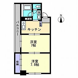 エステート石田1 2Kの間取図画像