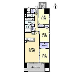 S-RESIDENCE瓦町駅alo 3LDKの間取図画像